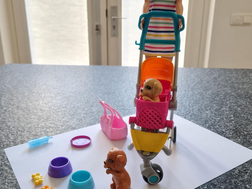 Barbie en pups speelset